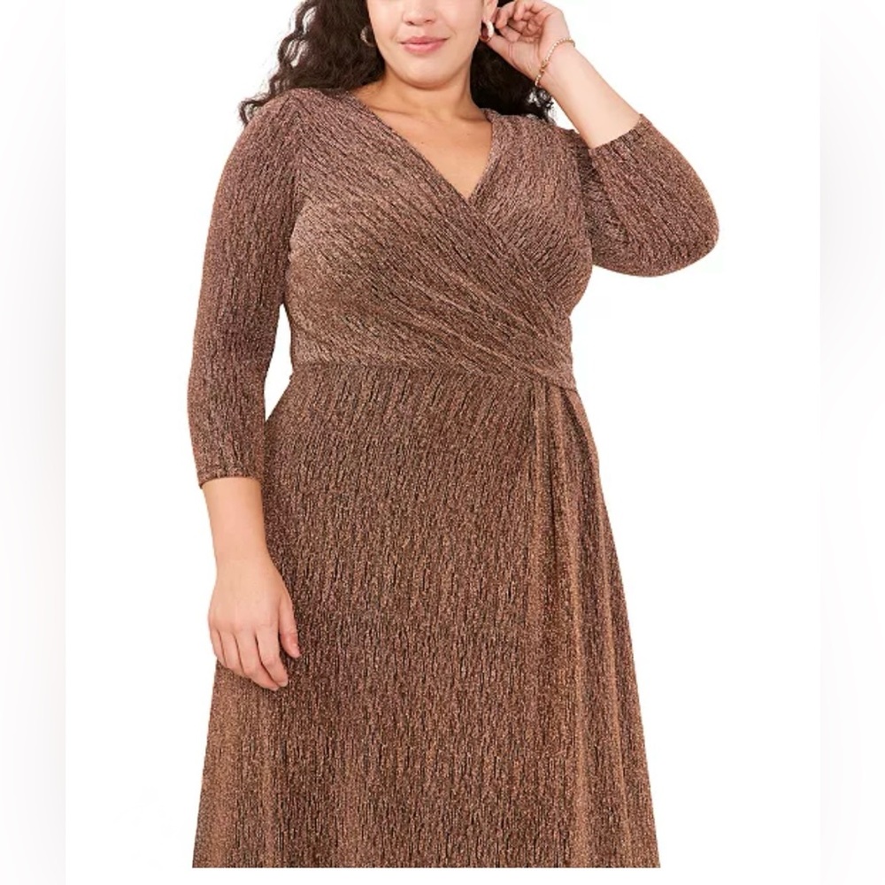 NWT MSK Plus Size Faux-Wrap Midi Dress‎ - Size 1X